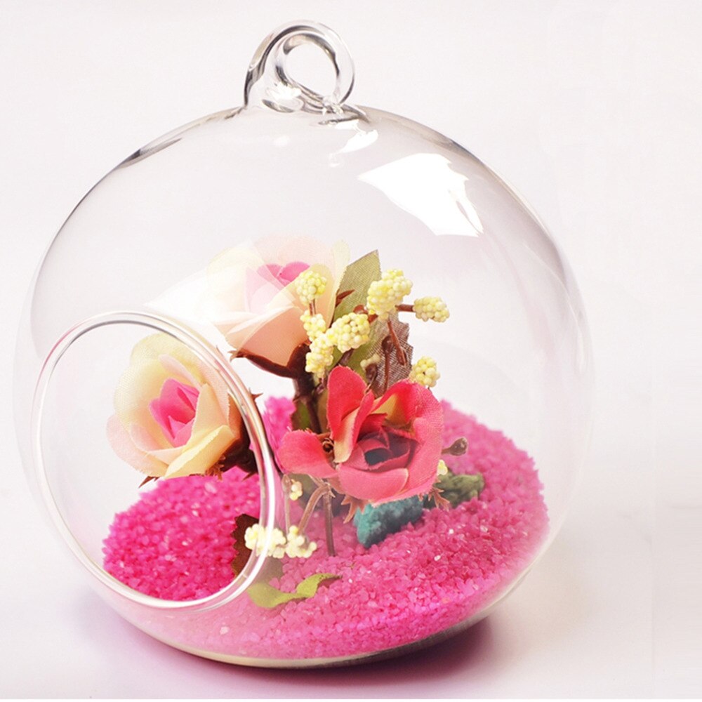 Diameter 8cm Hanging Glass Vase Flowers Plant Table Vase Stand Holder Terrarium image 1