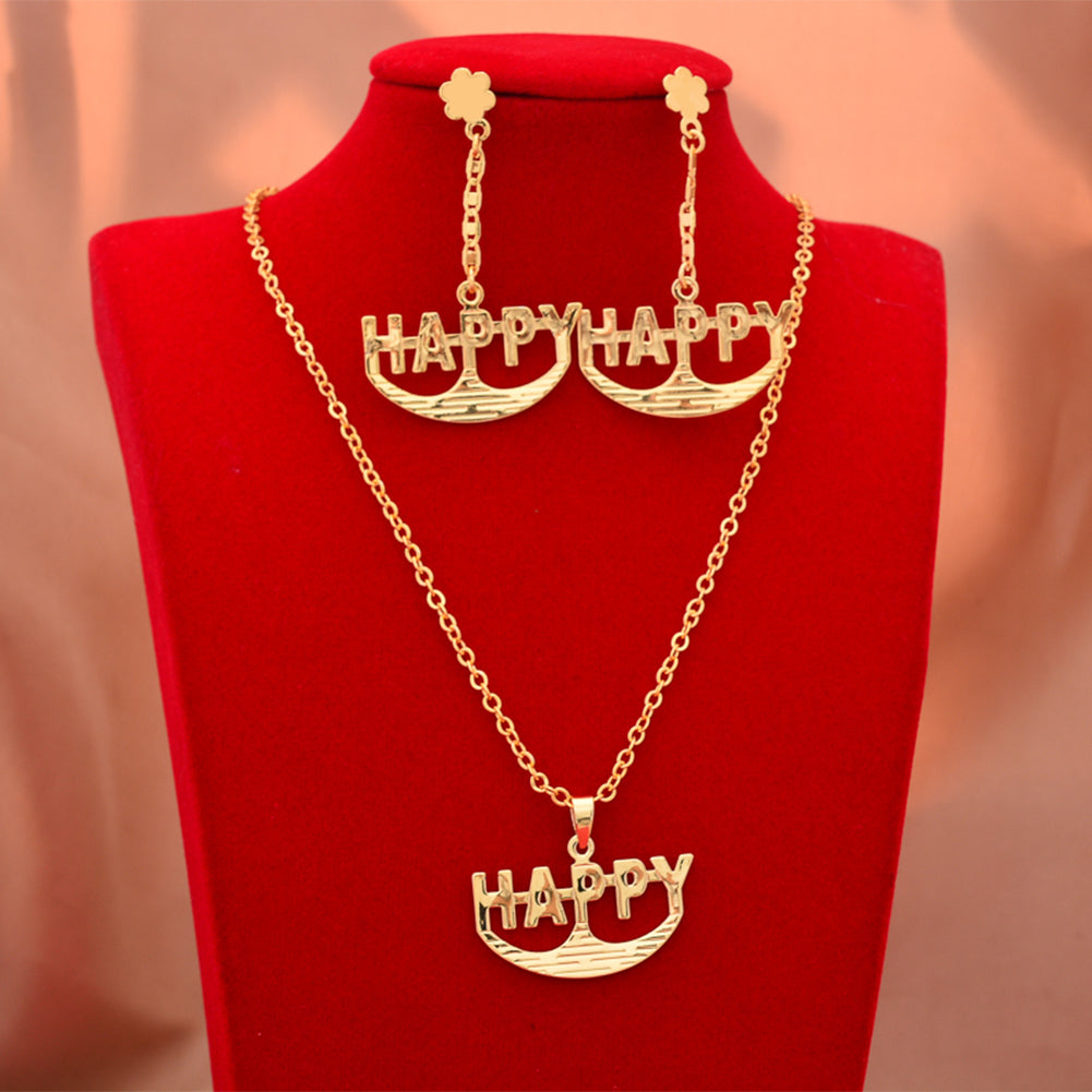 Dubai Gold Color Letter Blessing Jewelry Sets For Women African Wedding Necklac image 3