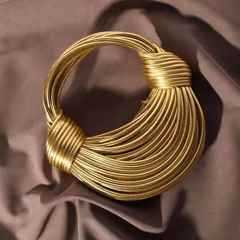 Handbags for Women 2023 New Gold Luxury Designer Brand Handwoven Noodle Bags Ro image 6
