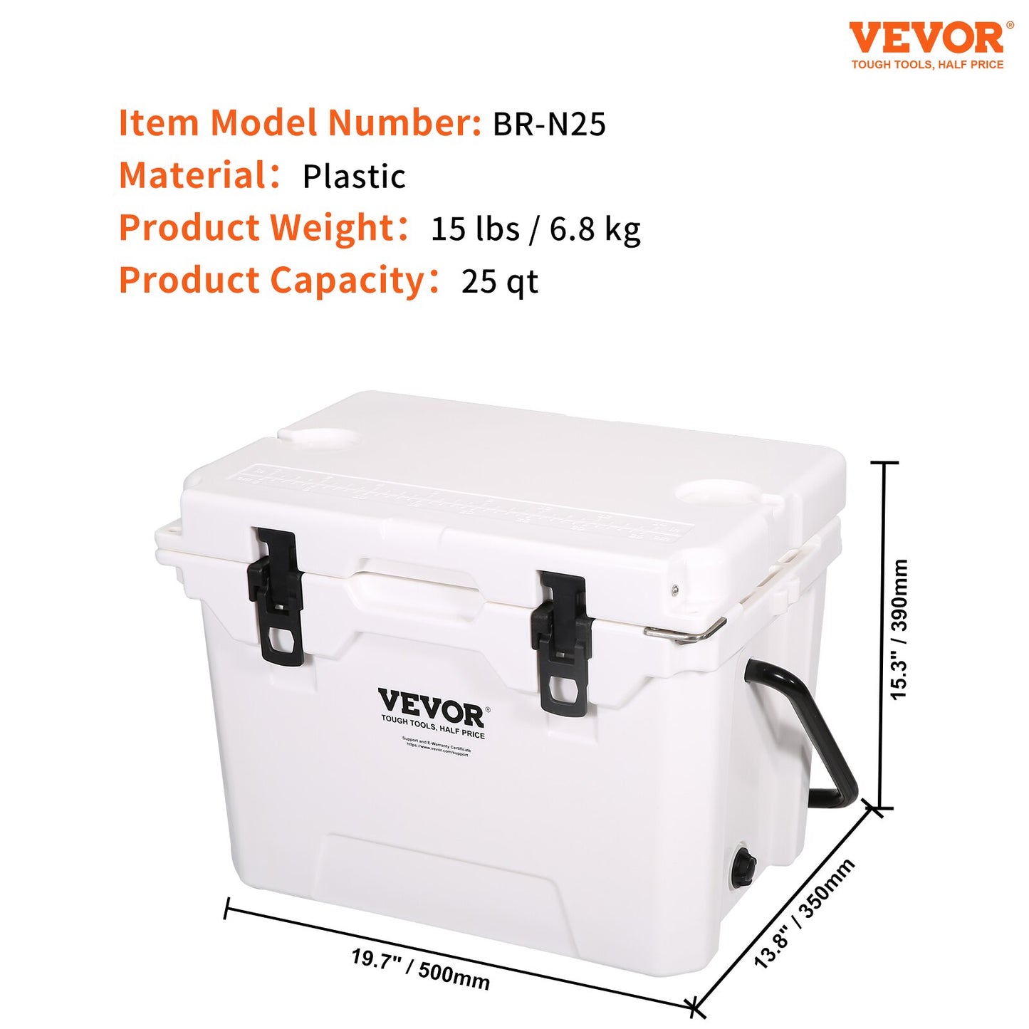VEVOR 25/33/45/52QT Portable Hard Cooler Fully Insulated Ice Chest Cooling Box image 4