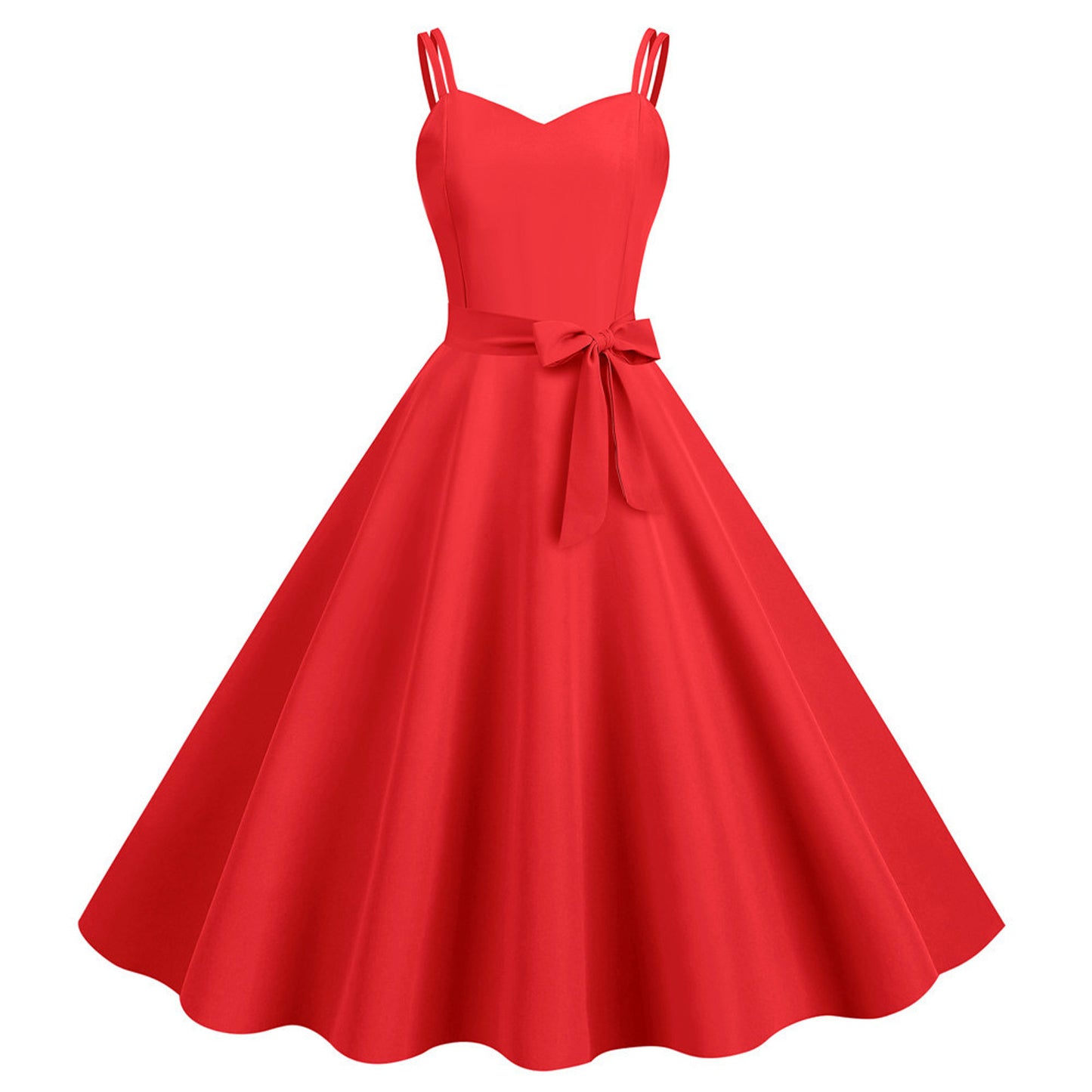 Women Casual Sleeveless Evening Party Prom Dress Strap A Line Large Swing Dress image 2