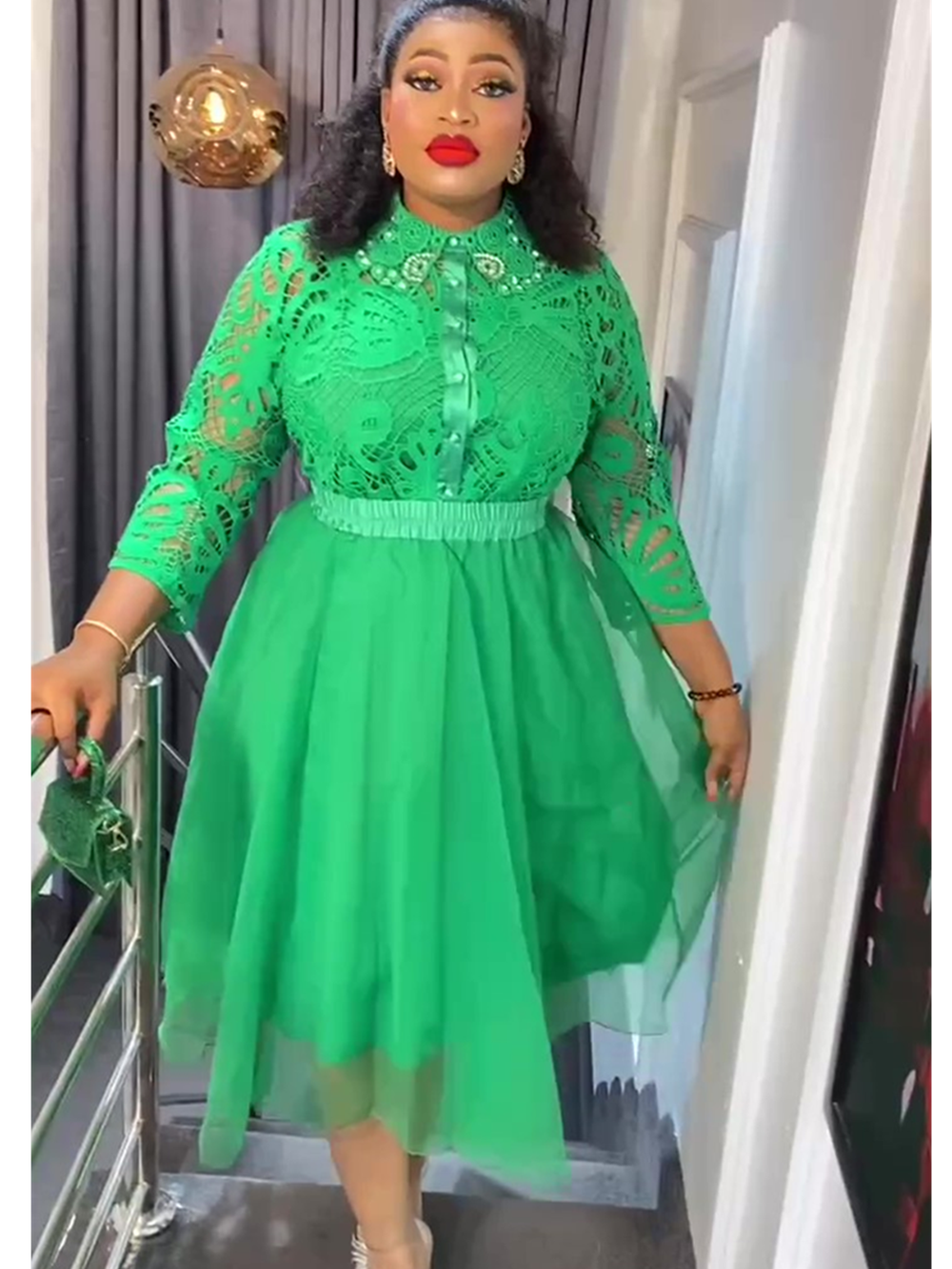 Plus Size African Party Dresses for Women 3 PCS Set Tops and Skirts Suits Elega image 2