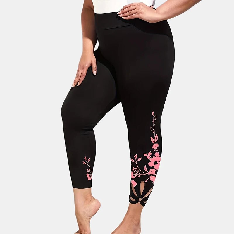 plus size Women's Yoga leggings cut out abdominal hip lifting high waist fitnes image 5