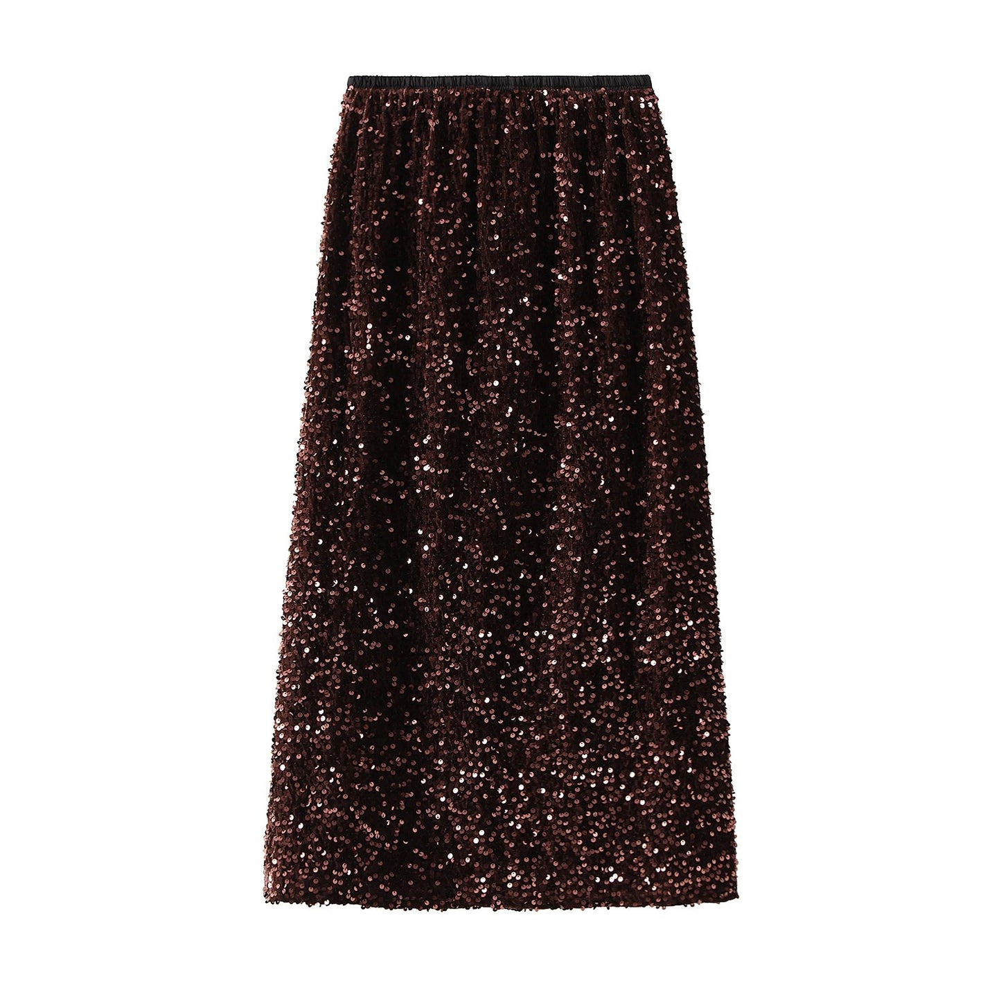 Women Elegant Shiny Sequined Long Skirt Summer Fall Elastic Waist Casual Skirts image 5