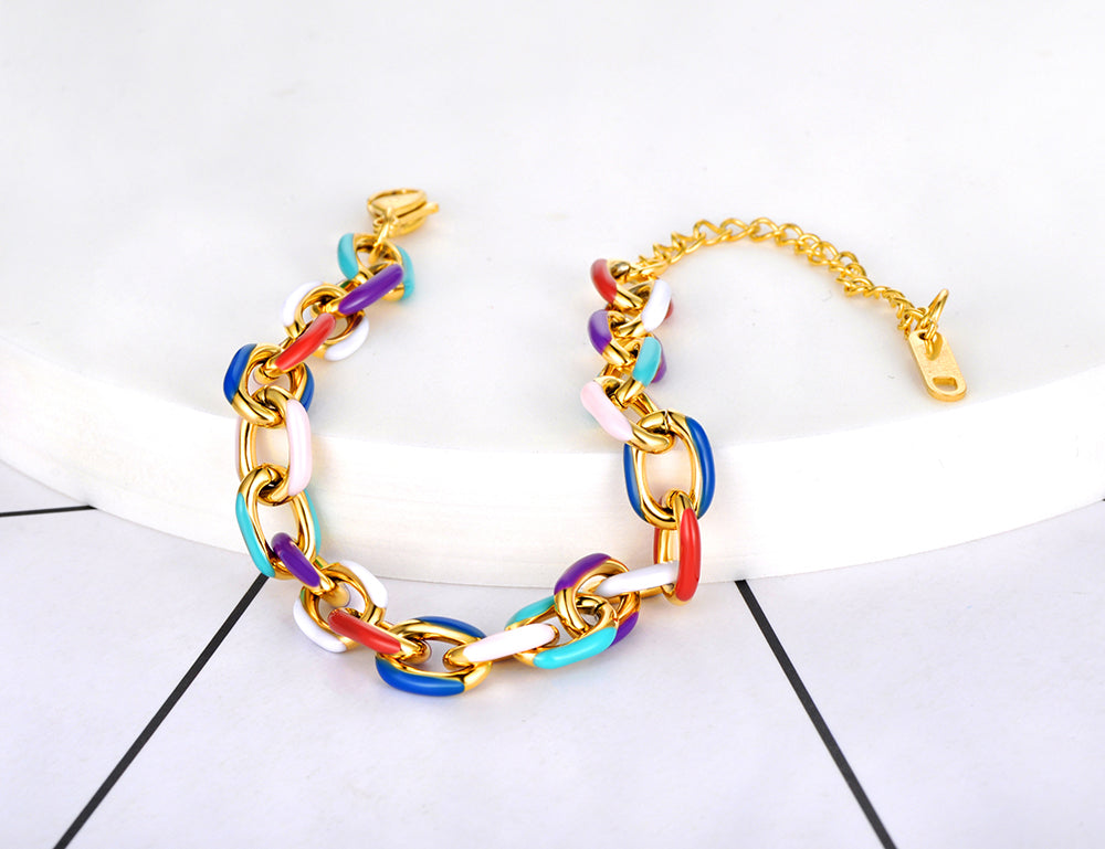 JeeMango Titanium Stainless Steel Chain & Link Bracelet Trendy 18k Gold Plated image 4