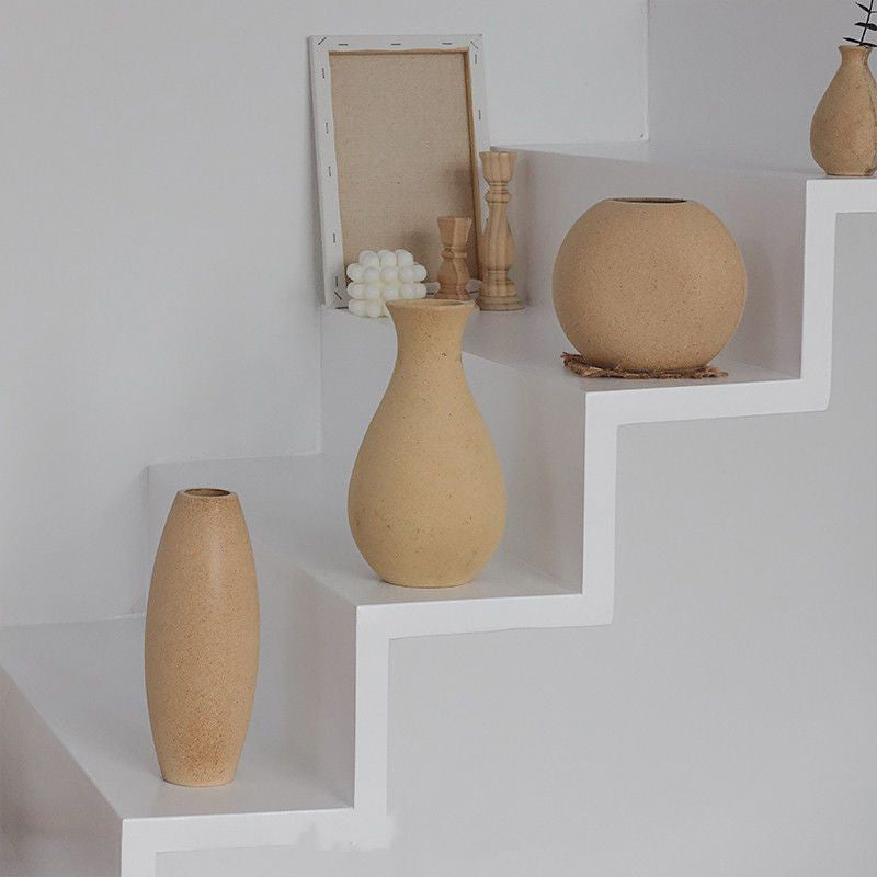 Ins Style Wooden Small Vase Natural Solid Wood Flower Vases Home Office Table A image 0