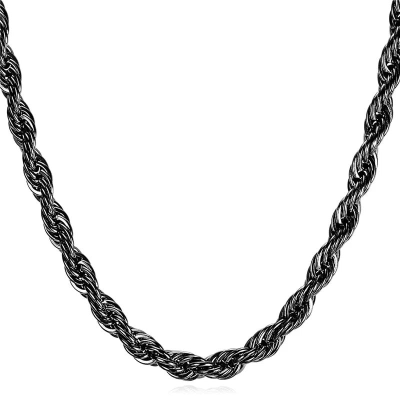 U7 Thick Stainless Steel Twisted Rope Chain Necklace For Men Gold Color Hippie image 3