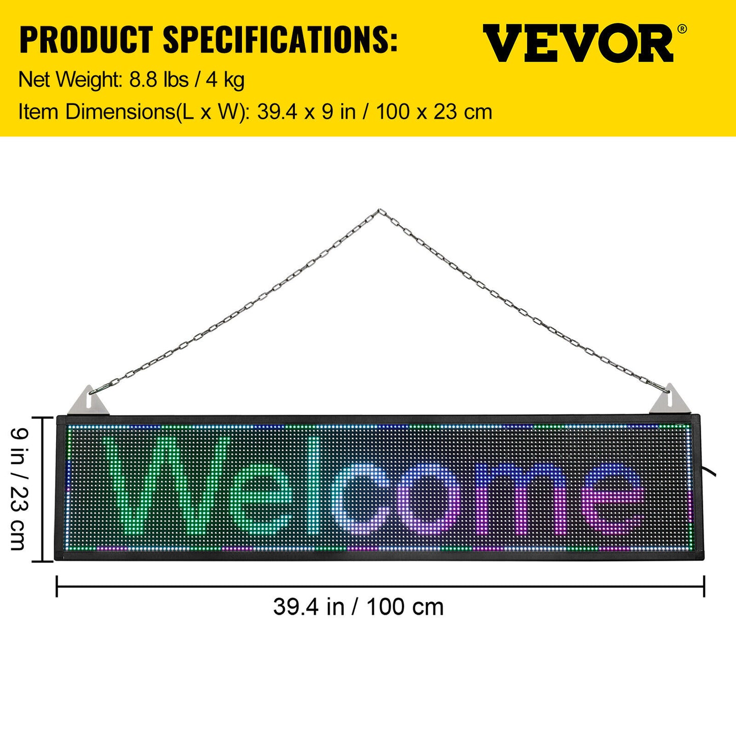 VEVOR Wi-Fi LED Scrolling Sign Full Color P4/P5/P6/P10 DIY Programmable Message image 3