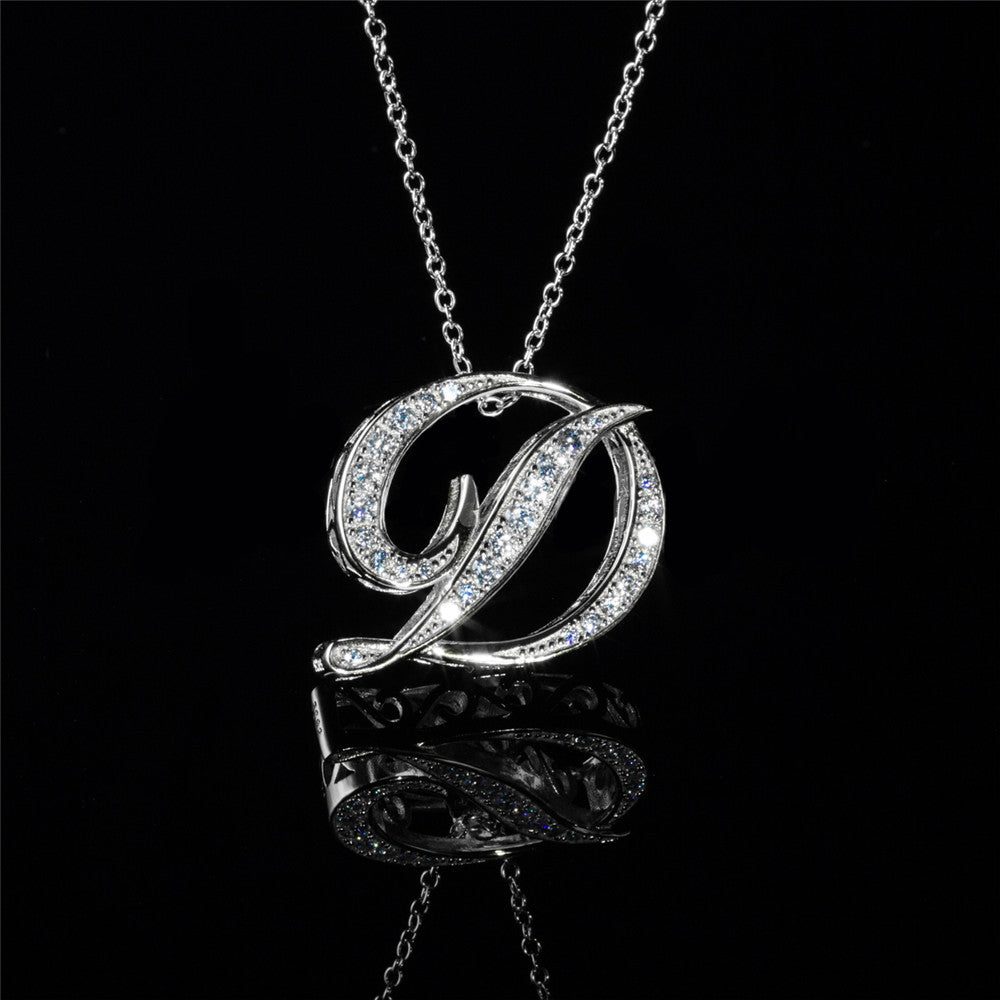 ANDYWEN 925 Sterling Silver Gold Long Chain Alphabet 26 Leter A W Pendant K H I image 33