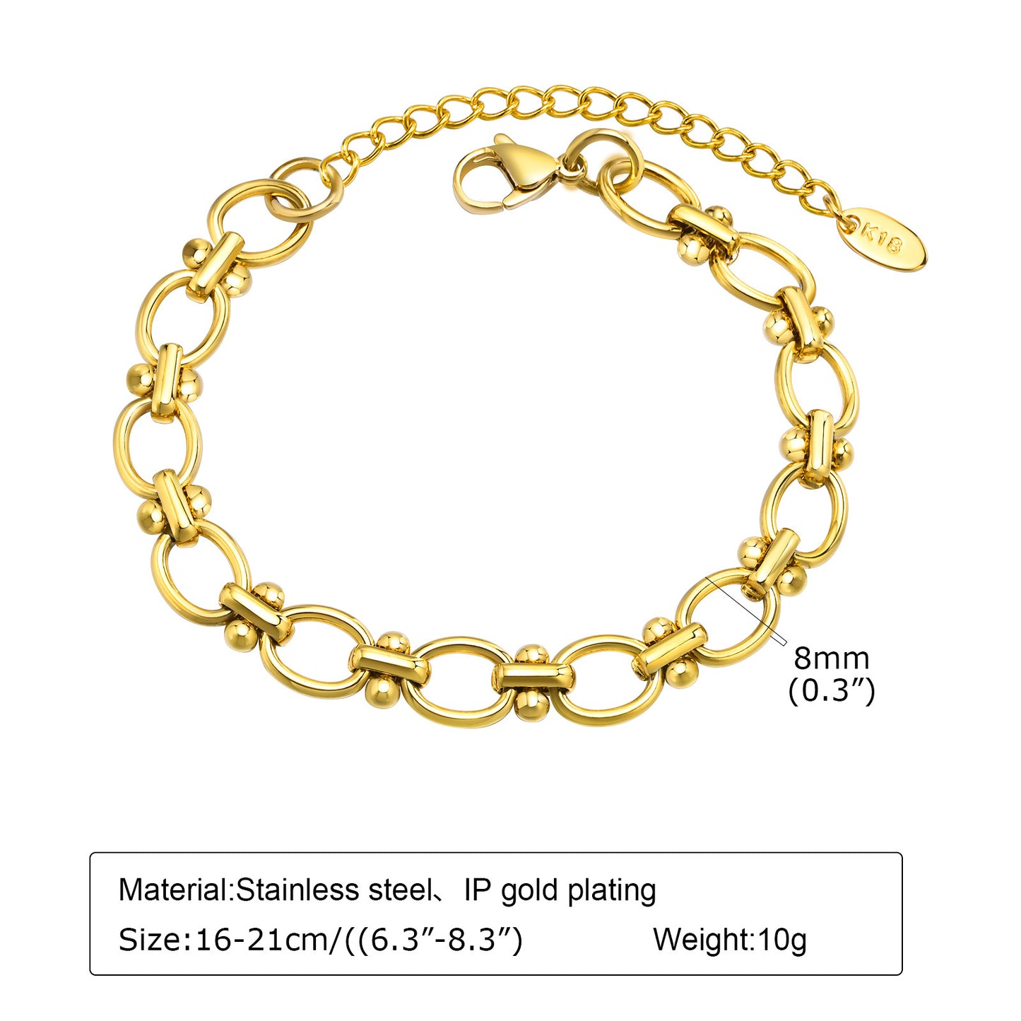 18k Gold Plated Chunky Oval Link Chain Bracelets for Women Thick Stainless Stee image 5