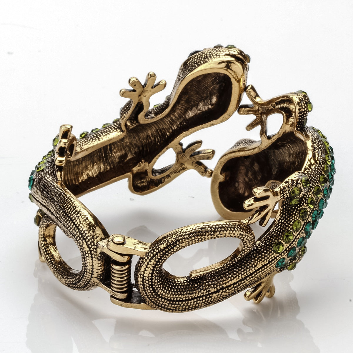 YACQ Gecko Bangle Bracelet Antique Gold Silver Color Animal Bling Crystal image 8