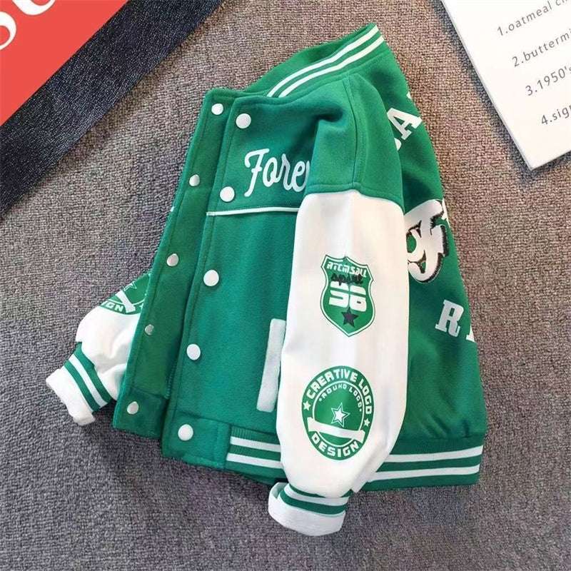 Kids Boys Bomber Jacket Children Spring Autumn Letter Print Outerwear Streetwea image 2