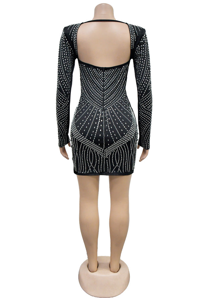 Beyprern Beautiful Black Rhinestone Padded Mini Dress Your Distraction Diamonds image 6
