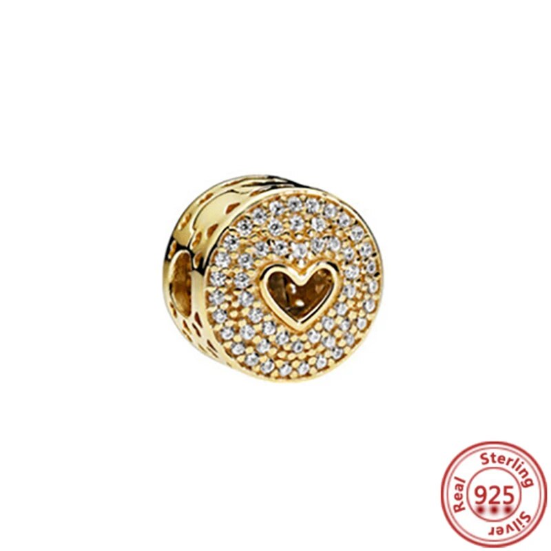 925 Sterling Silver Gold Color Family Tree Heart Crown Pendant Charm Fit Origin image 7