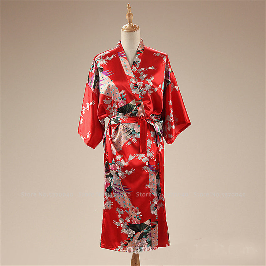 Women Satin Pajamas Bathing Robe Gown Japanese Traditional Women Sakura Kimono image 12