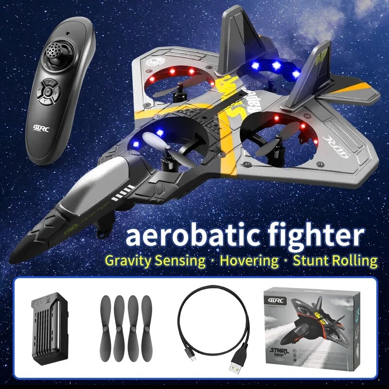 V17 Rc Plane Gravity Sensing Aircraft Glider with Light Radio Control Helicopt image 1
