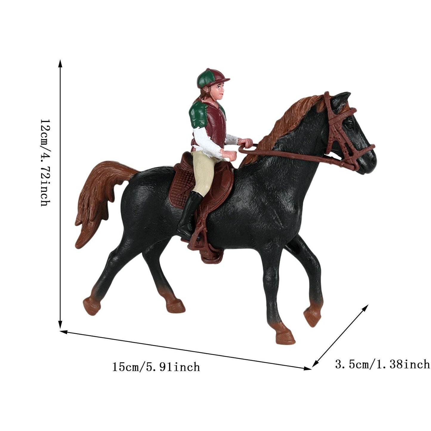 Simulation Rider And Horse Figurine Farm Animal Model Sculpture Kids Gift Livin image 6
