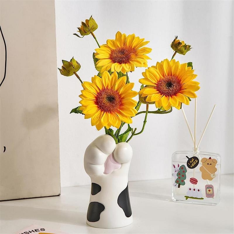 Cat Paw Vase Cute Cartoon Cat Claw Flower Vase Resin Craft Ornament Table Cente image 2