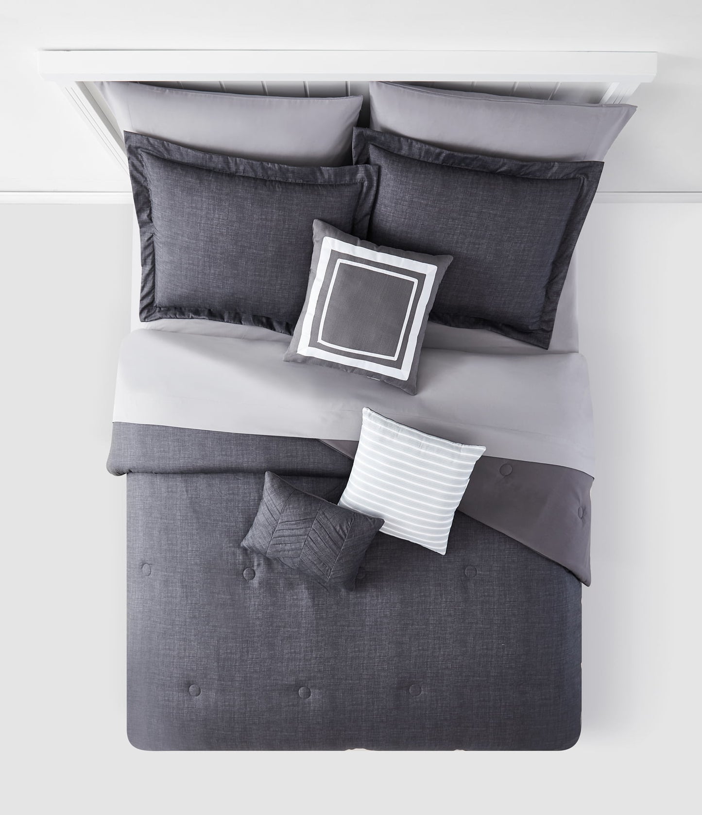 Mainstays Grey 10 Piece Bed in a Bag Comforter Set With Sheets, Queen image 3