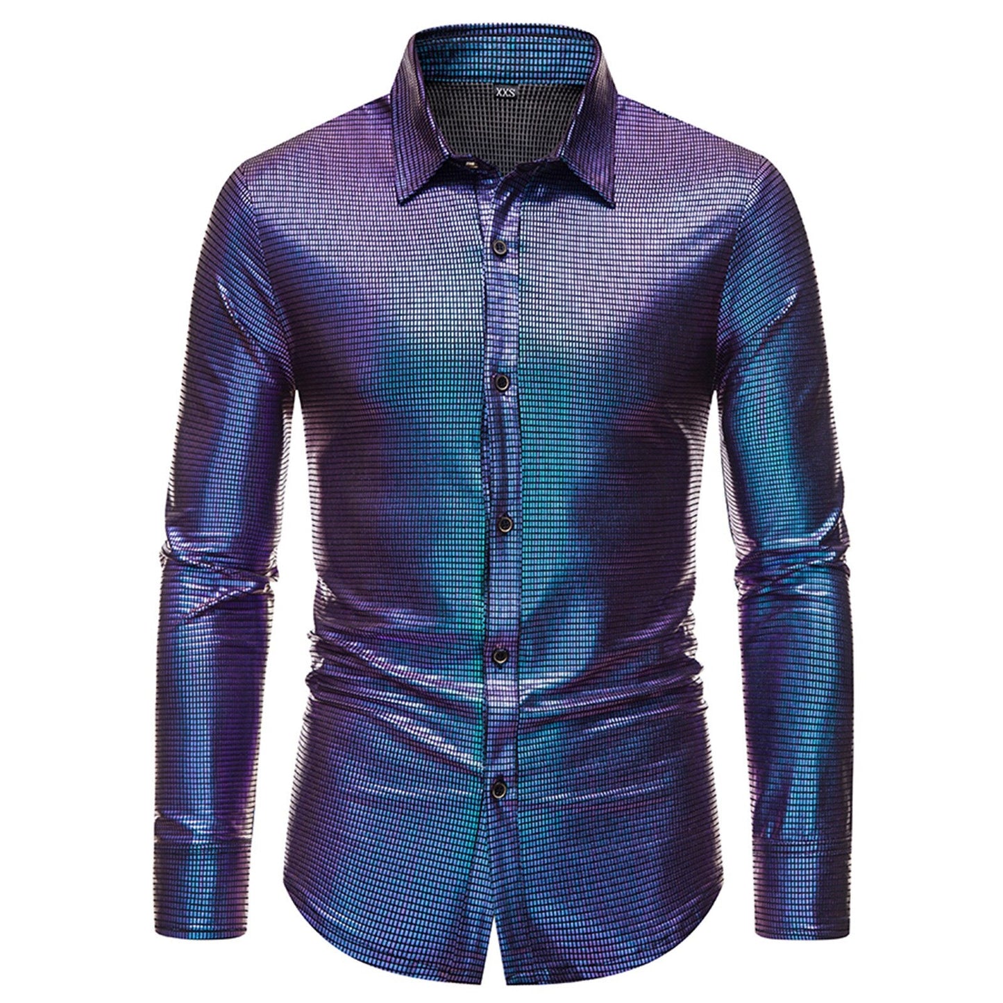 Rainbow Sequins Shirts For Mens 70s Disco Party Costume Gold Silver Multicolour image 3