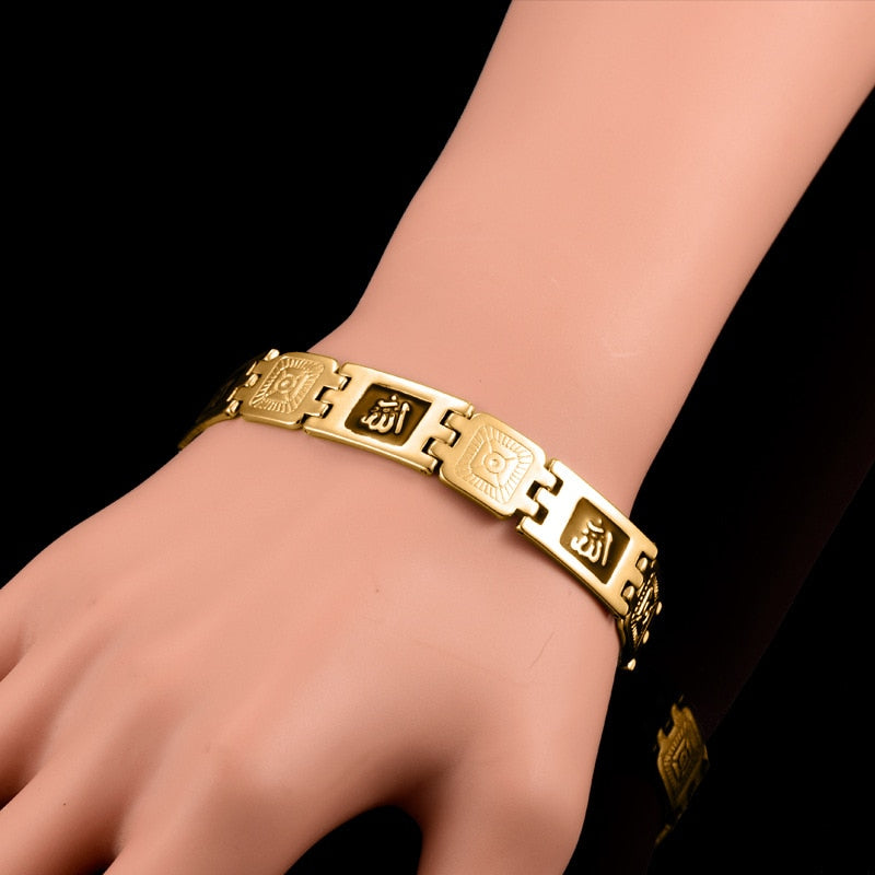 Fashion Silver color Gold Color Muslim Allah Bracelets for Men & Women High Qua image 7