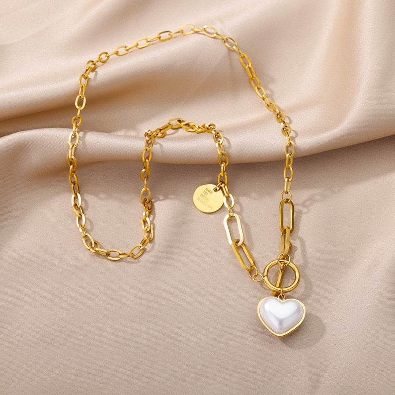 Fashion Punk Double Layer Thick Clavicle Chain Stainless Steel Gold Color image 11