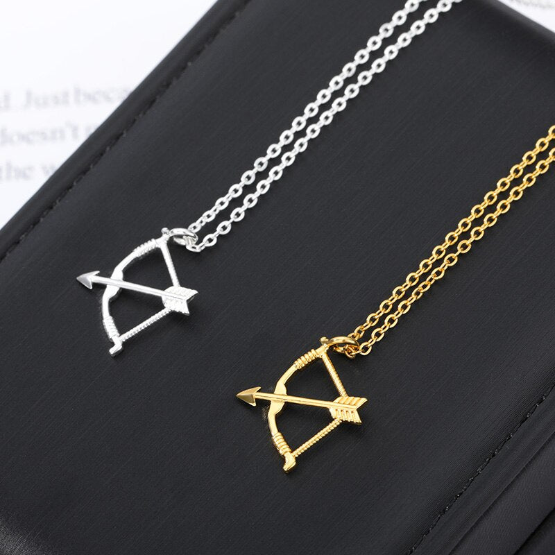 2020 Trend Bow and Arrow Necklace for Women Men Collar Stainless Steel Gold image 7