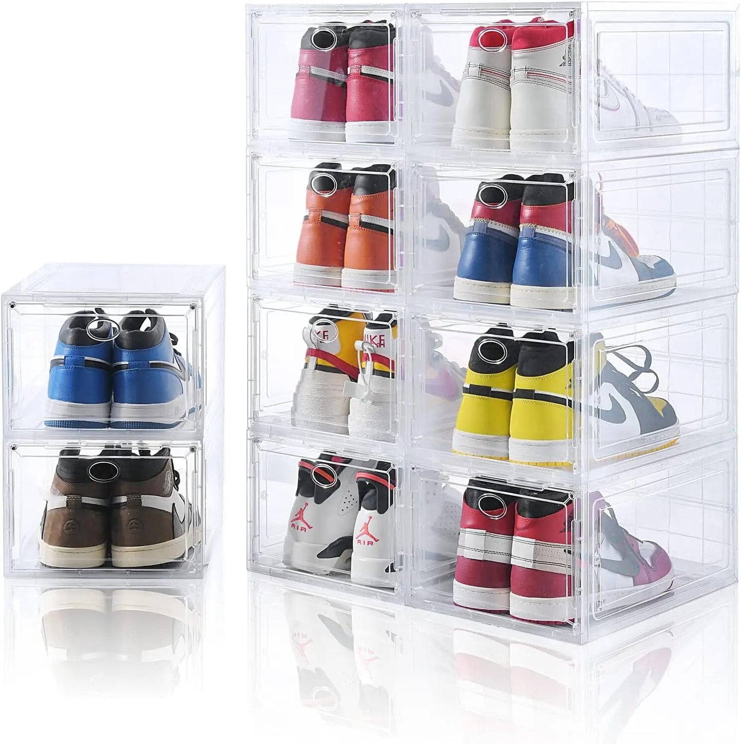10 Pack Shoe Boxes Stackable,Upgraded Sturdy Shoe Storage Boxes with Clear Magn image 3