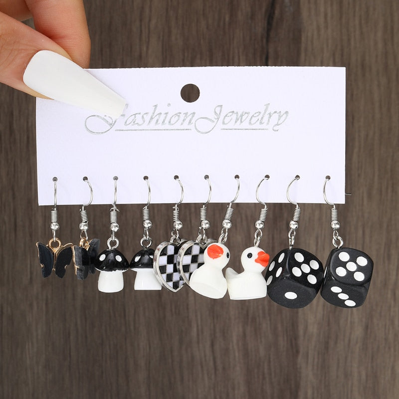 Boho Resin Colorful Earrings Set For Women Pearl Butterfly Gold Color Metal Cir image 18