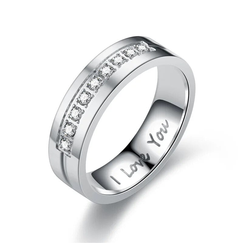 Fashion Women Men Titanium Steel Ring Classic Letter I Love You Rings Gold Colo image 0