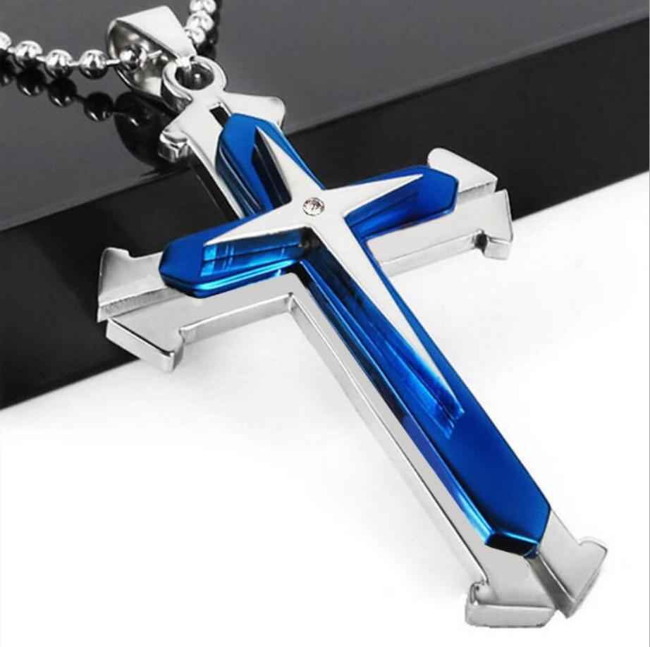 Religious Jesus Cross Necklace for Men 2021 New Fashion Gold color Cross image 6