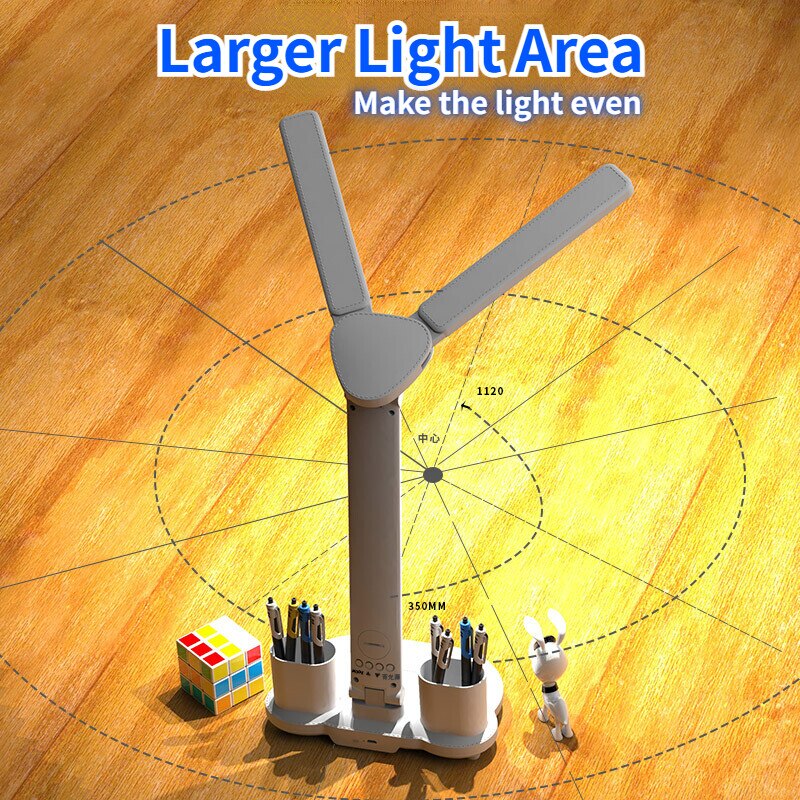 LED Clock Table Lamp USB Chargeable Dimmable Desk Lamps 2 Heads 180 Rotate Fold image 2