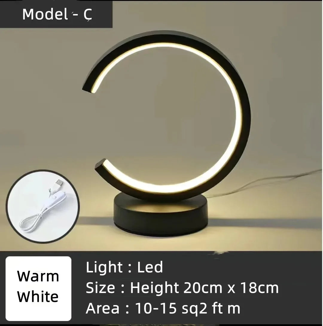 20CM LED Simple Circular Ring Table Lamp Bedroom Bedside Living Room Restaurant image 3