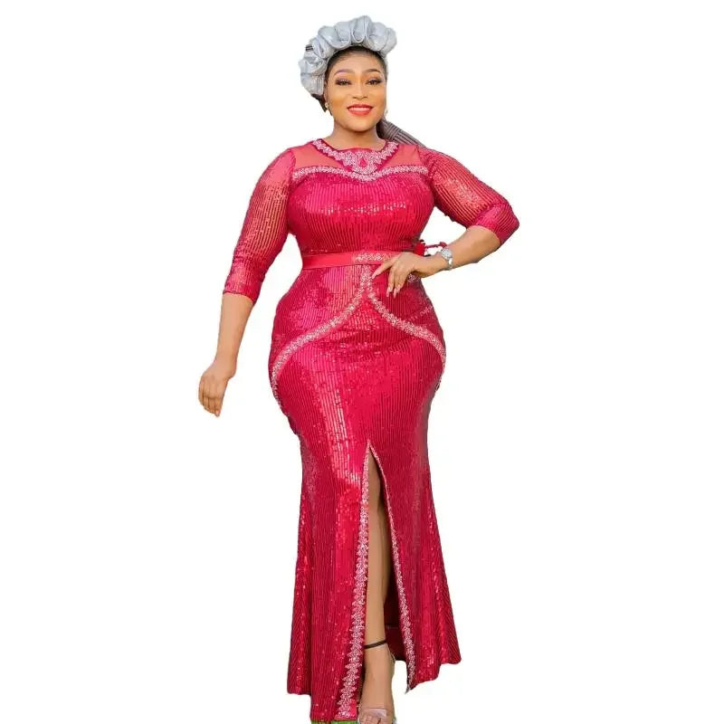 Plus Size African Party Dresses for Women Dashiki Ankara Sequin Wedding Evening image 6
