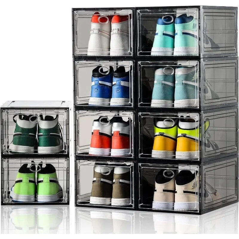 10 Pack Shoe Boxes Stackable,Upgraded Sturdy Shoe Storage Boxes with Clear Magn image 1
