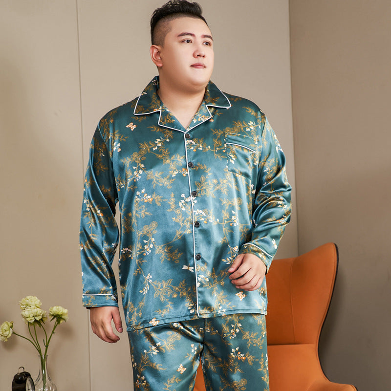 5XL Big Size Pajamas For Men 165KG Spring Summer Ice Silk Satin Cool Pajama Man image 7