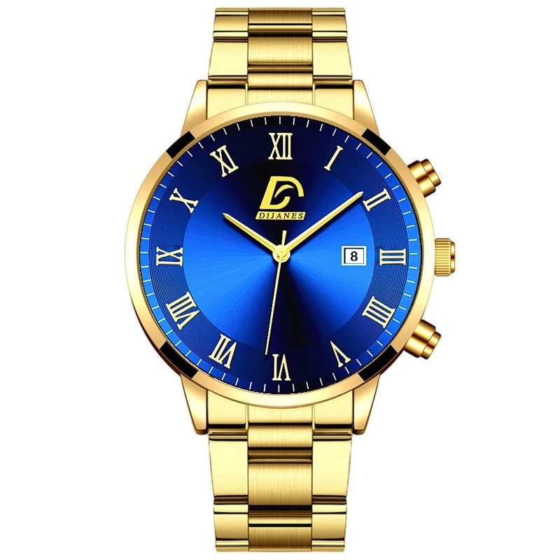 Fashion Mens Gold Stainless Steel Watches Luxury Minimalist Quartz Wrist Watch image 1