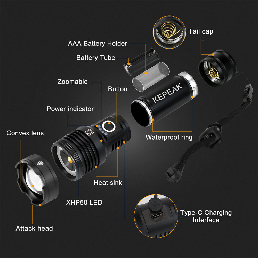 XHP50 Led Flashlight Long Range Aluminum Alloy Tactical Hunting Torch Usb Recha image 4