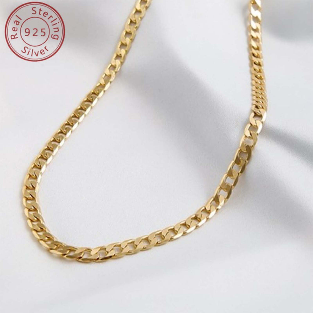 18K Gold Plated 5mm Curb Cuban Link Chain Necklace High Polished 925 Sterling S image 4
