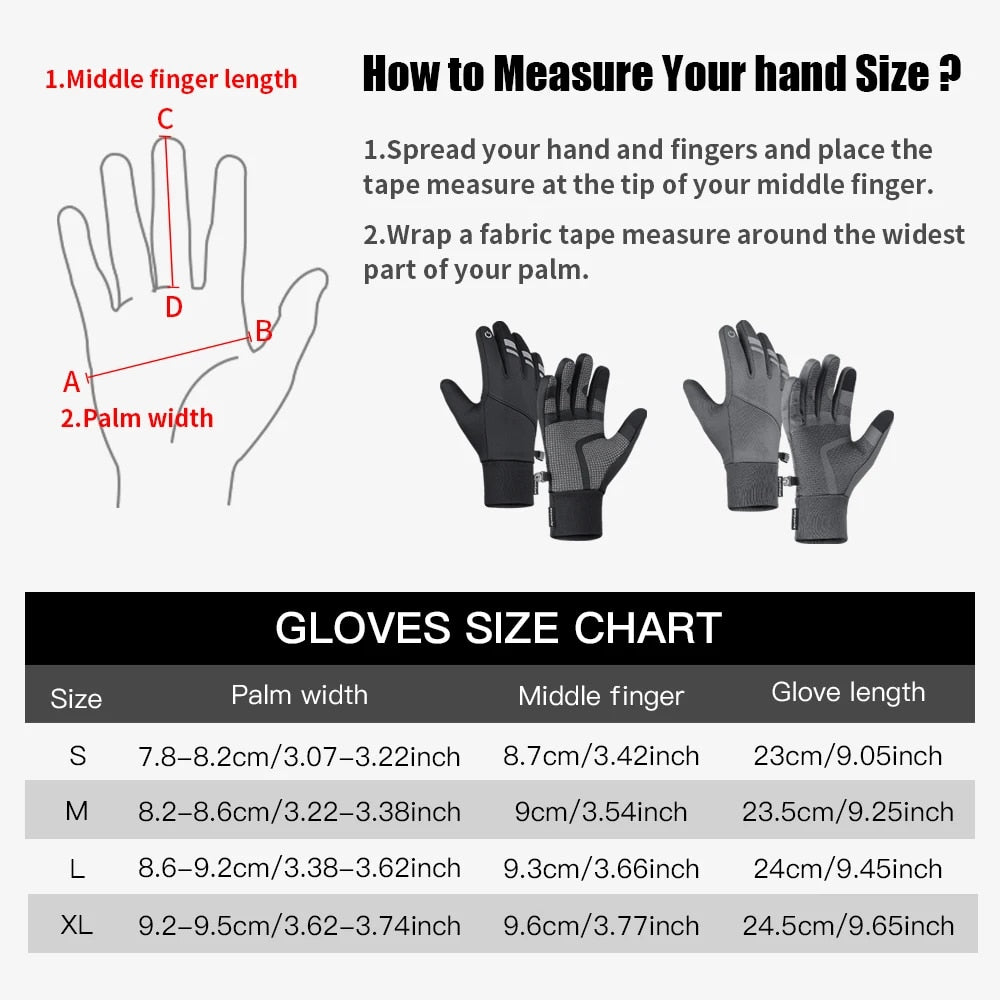 Winter Outdoor Cycling Gloves Thicken Warm Windproof Breathable Touch Screen Si image 7