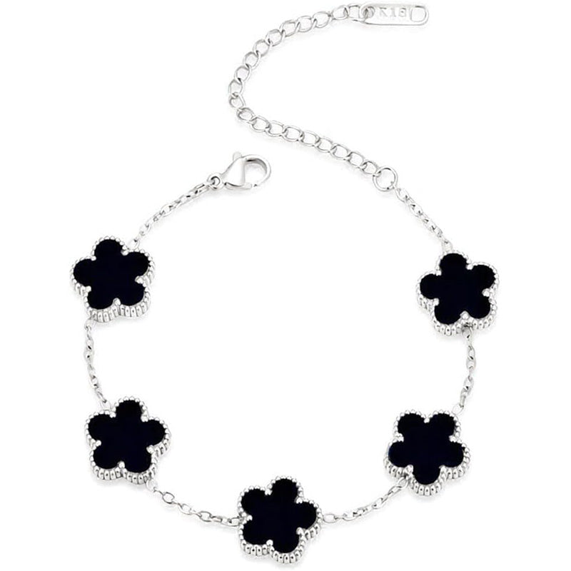 Elegant Double Sided Clover Bracelet 14K Gold Plated Stainless Steel Lucky Blac image 4
