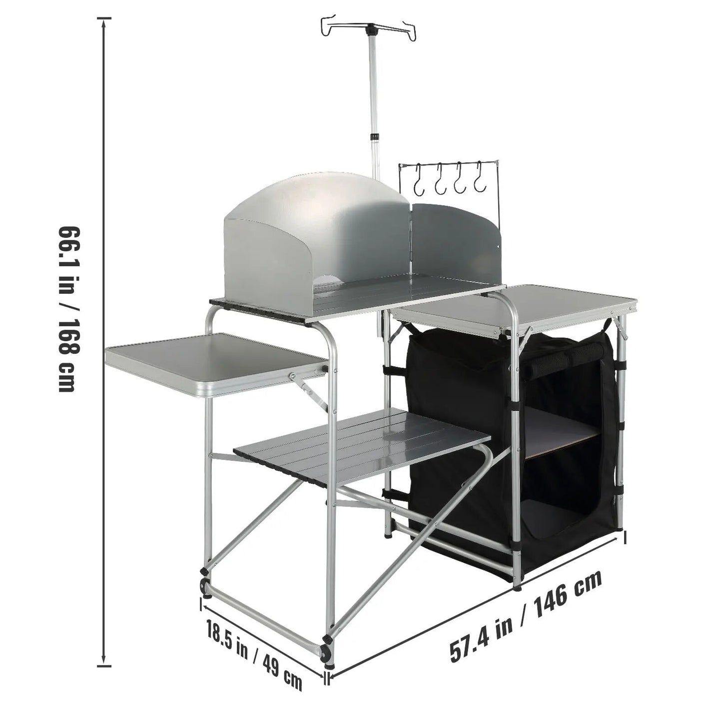 VEVOR Camping Kitchen Table, Folding Outdoor Cooking Table with Storage Carryin image 3