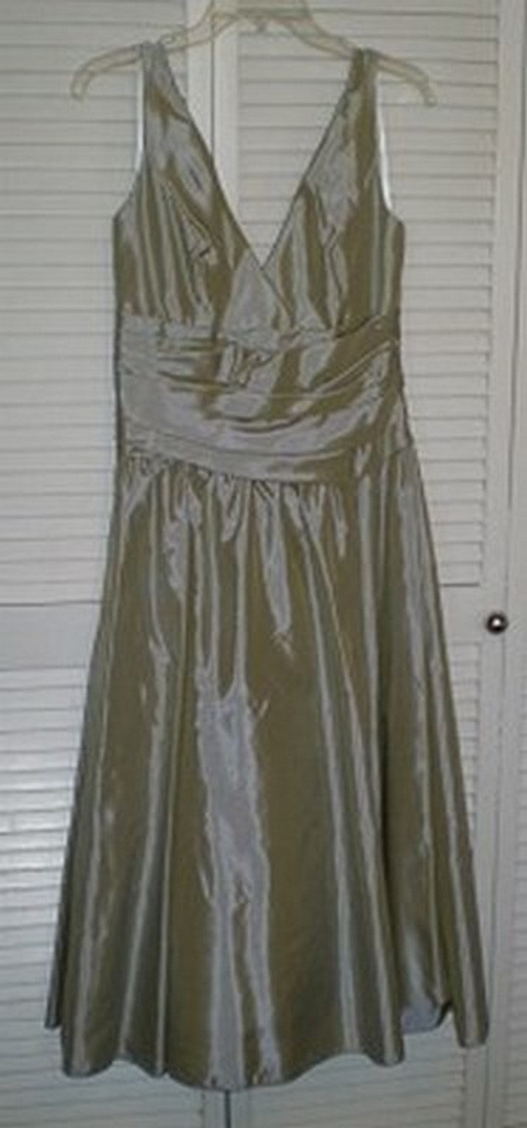 Watters & Watters Women Dress Satin Green-gray Stripped Size 10 image 1