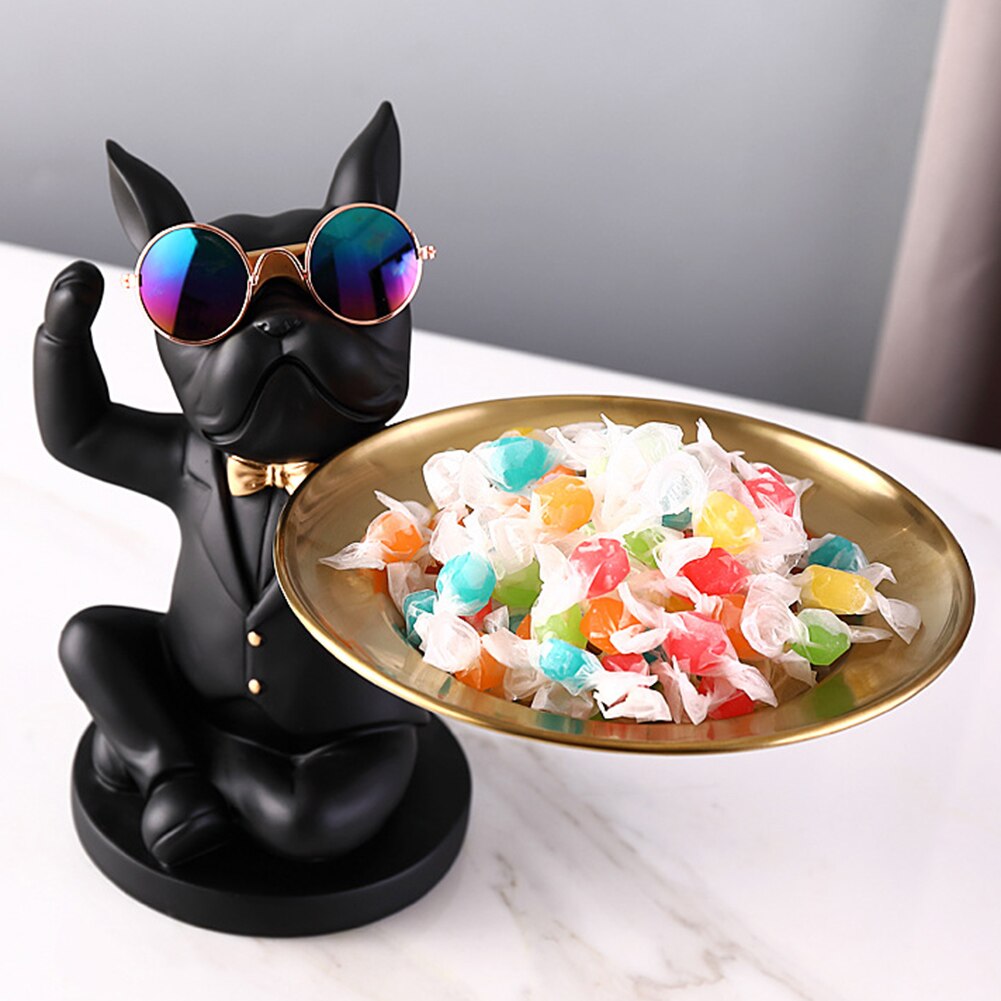 Nordic French Bulldog Sculpture Dog Statue Jewelry Storage Table Decoration image 6