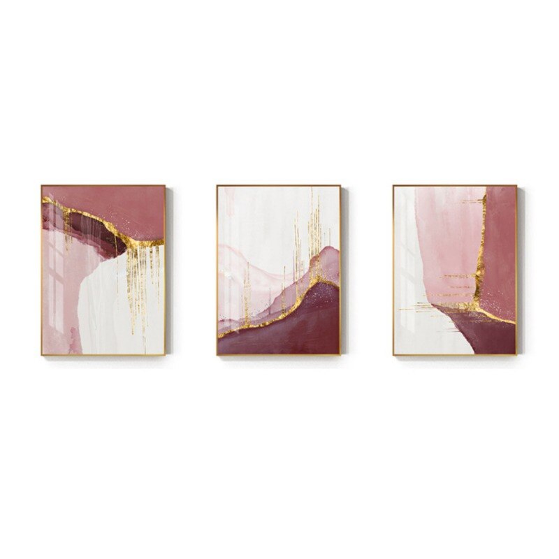 Pink Gold Ink Home Decorative Painting Abstraction Modern Art Spray Pictures B image 5