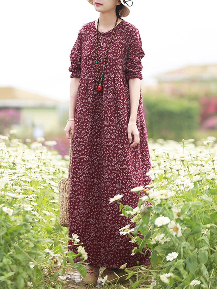 Vintage Women's Printed Dress 2023 ZANZEA Spring Sundress Casual Long Sleeve Ma image 10