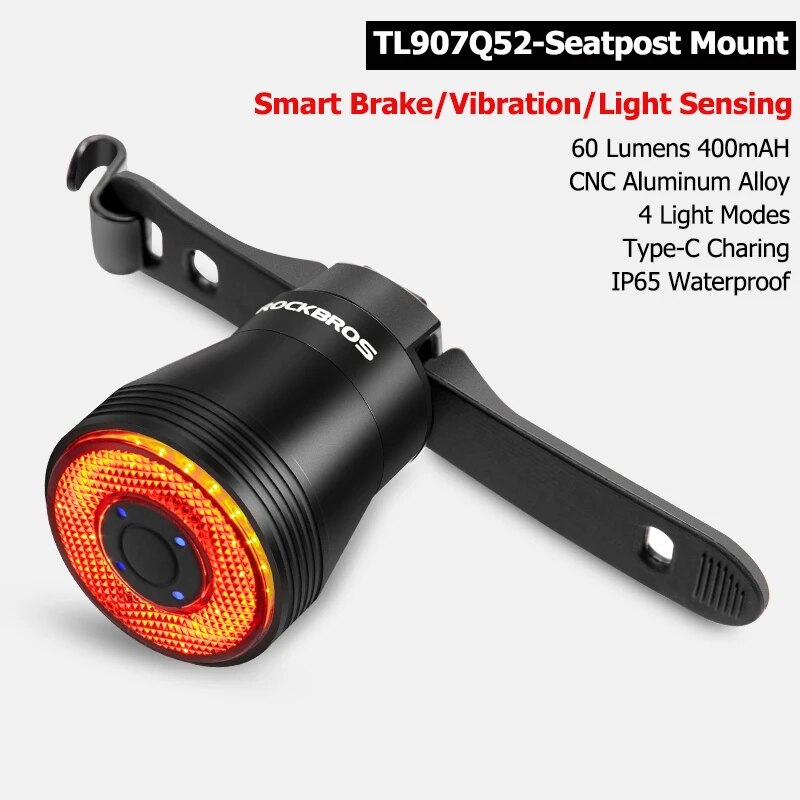 ROCKBROS Bicycle Rear Light 5 Light Modes Colorful Lamp Bike Tail Light Aluminu image 4