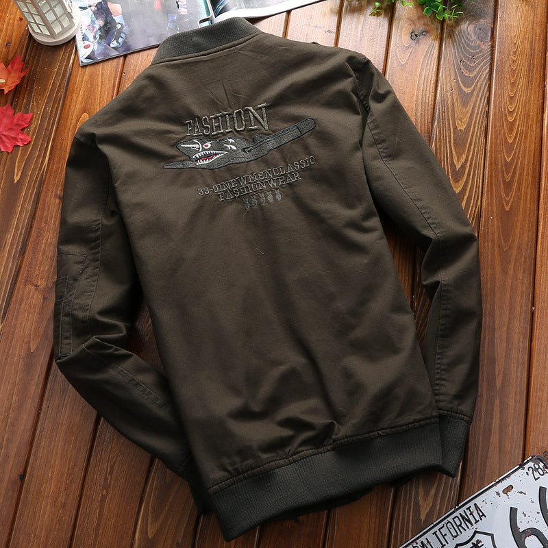 Spring and Autumn Jackets Men American Retro Work Clothes Short Pilot Jackets M image 3