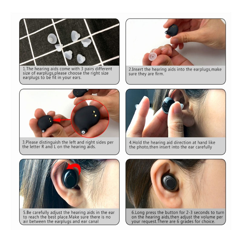 1 Pair USB Rechargeable Mini In Ear Portable Invisible Hearing Aids Assistant A image 10