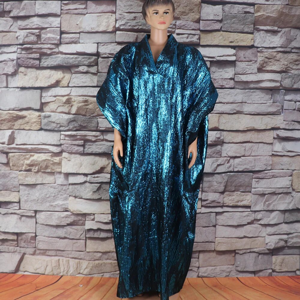 African American mother expensive custom hot gold jacquard fabric loose dress image 4